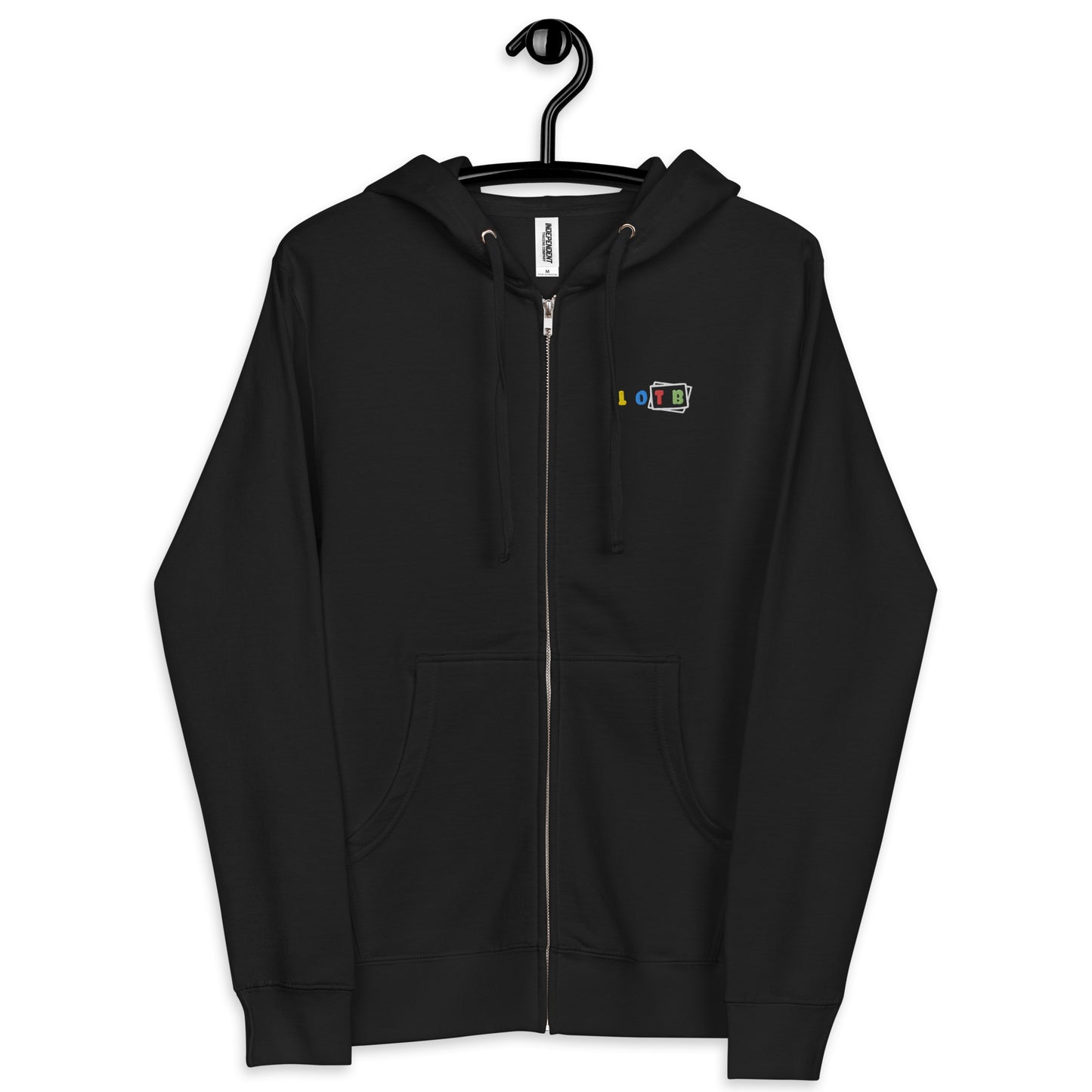 LOTB Multi Colored Box Logo Unisex Fleece Zip Up Hoodie